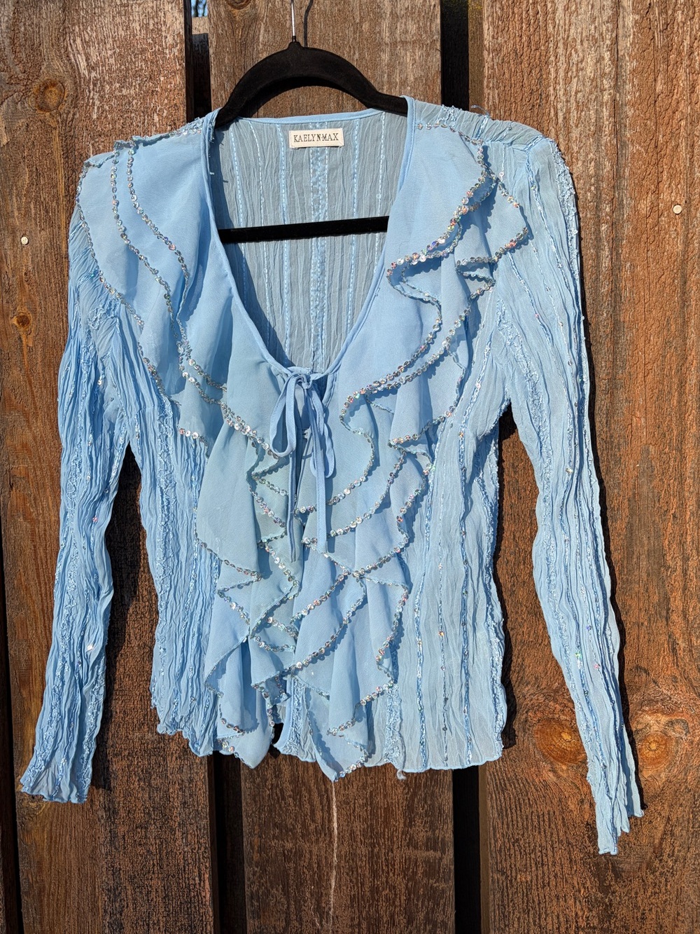 Amazing Baby Blue Y2K Sequin Top
